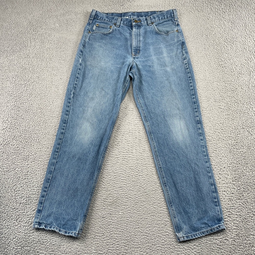 Carhartt Jeans Mens 36x32 Blue B17 DST Relaxed Fit Straight Leg Denim Workwear